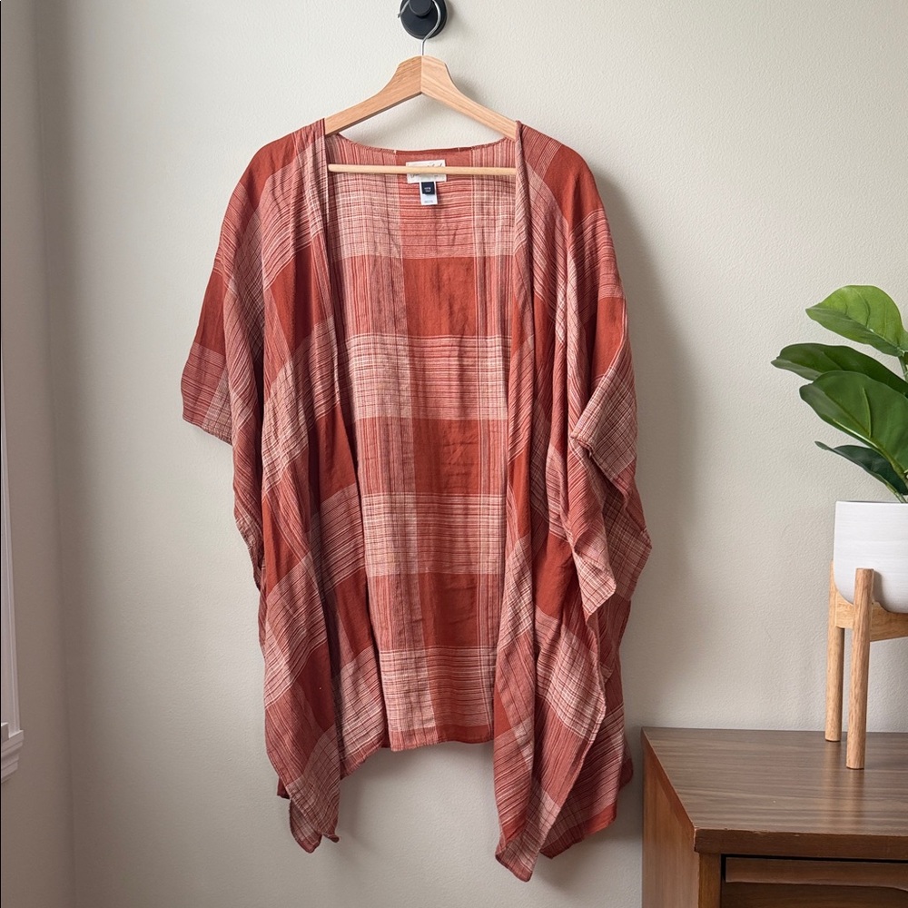 Universal Thread Rust + Cream Striped Open Cardig… - image 1